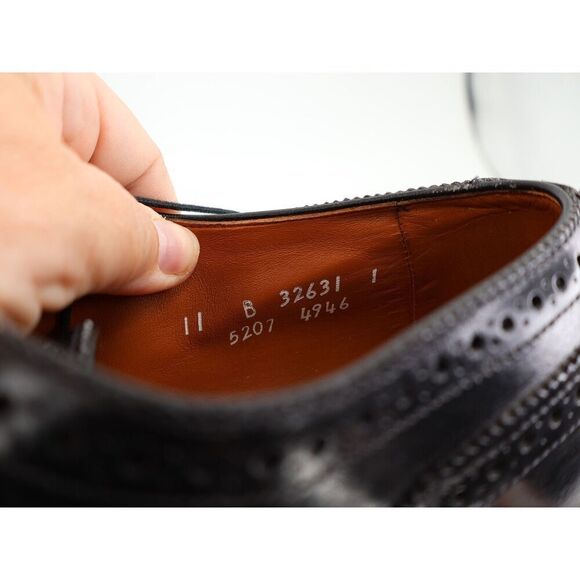 Allen Edmonds Men's Sanford Oxford Size 11 B Cap Toe Brogue Dress Shoe Black - Picture 9 of 12